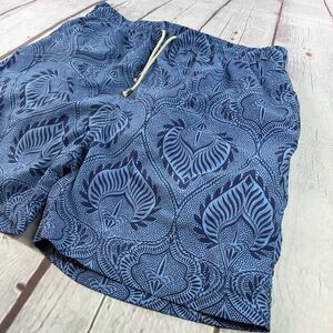 J. McLaughlin Mens Blue Paisley Swim Trunks L